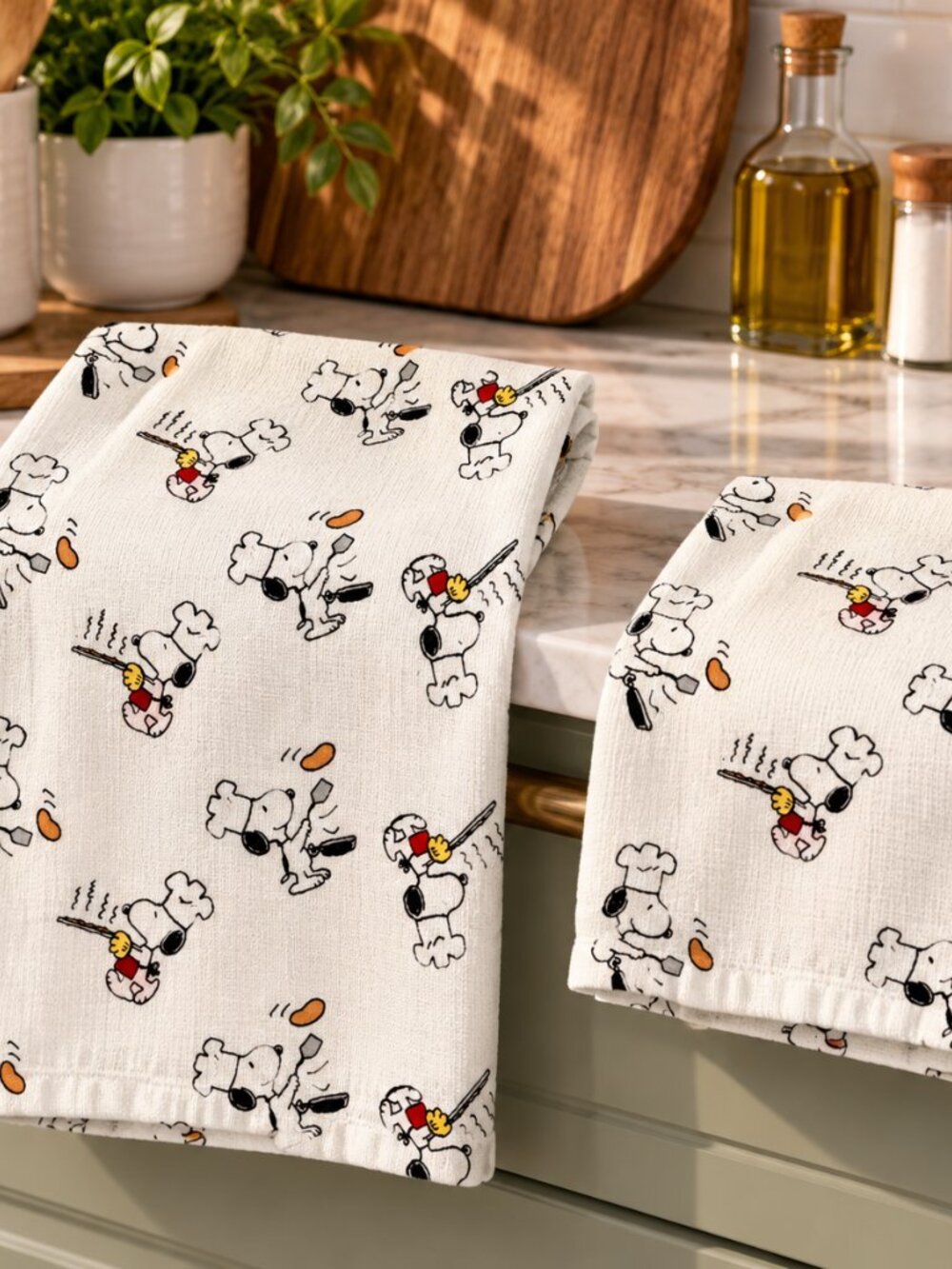 PEANUTS Snoopy Chef Kitchen Towels Set of 2 Cooking 16x26 NEW